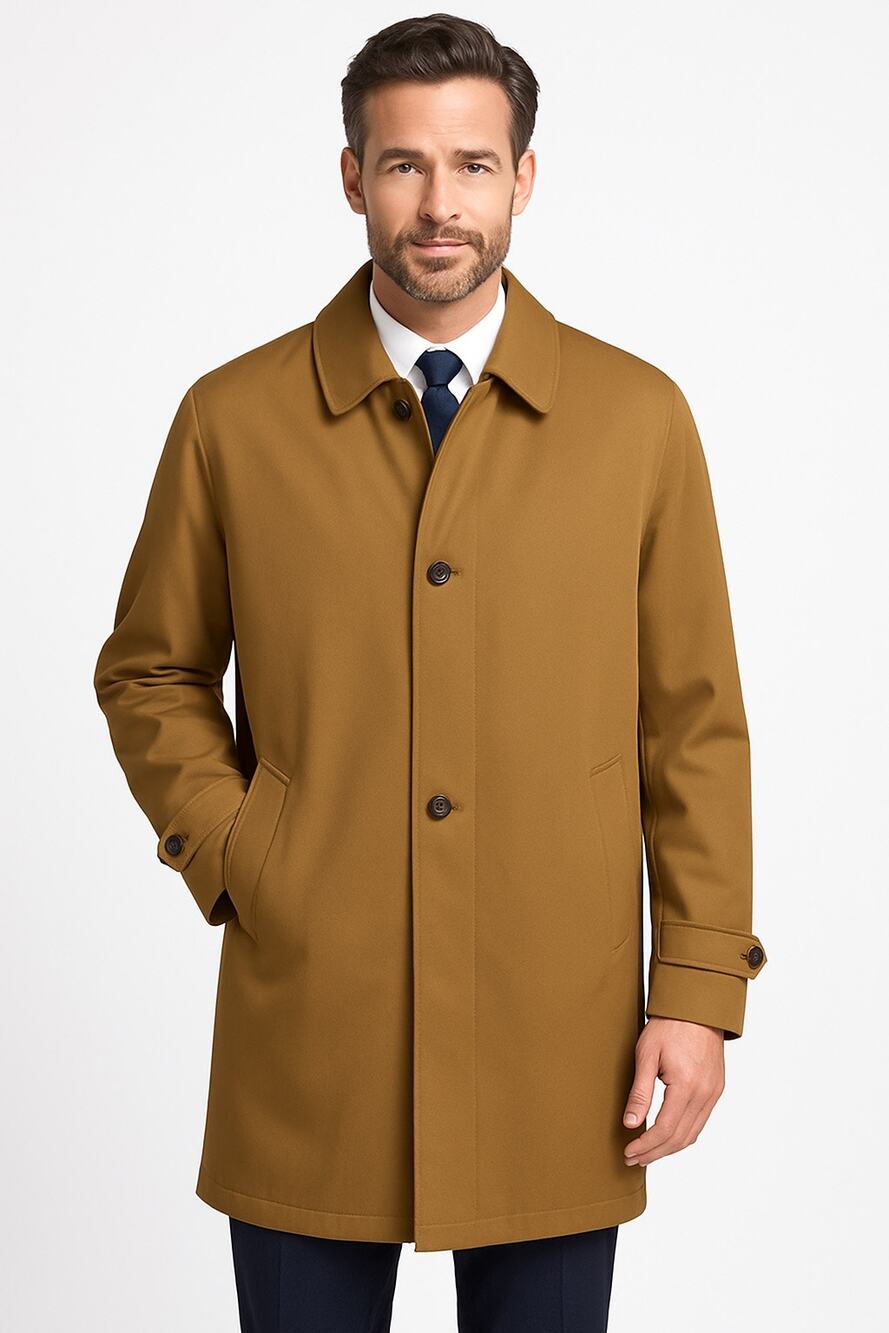 Paul Fredrick Men’s Tan Car Coat XXL Plaid Lined Button Front Jacket